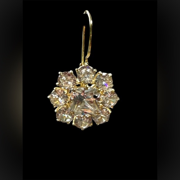 🎁Huge 24.6 ctw lab White Sapphire Flower Drop Earrings.  Art Deco vintage style - Picture 4 of 15